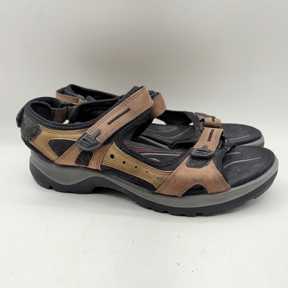 Ecco Shoes - ECCO Yucatan Womens Brown Black Nubuck Leather Sport Hiking Sandals Size 40